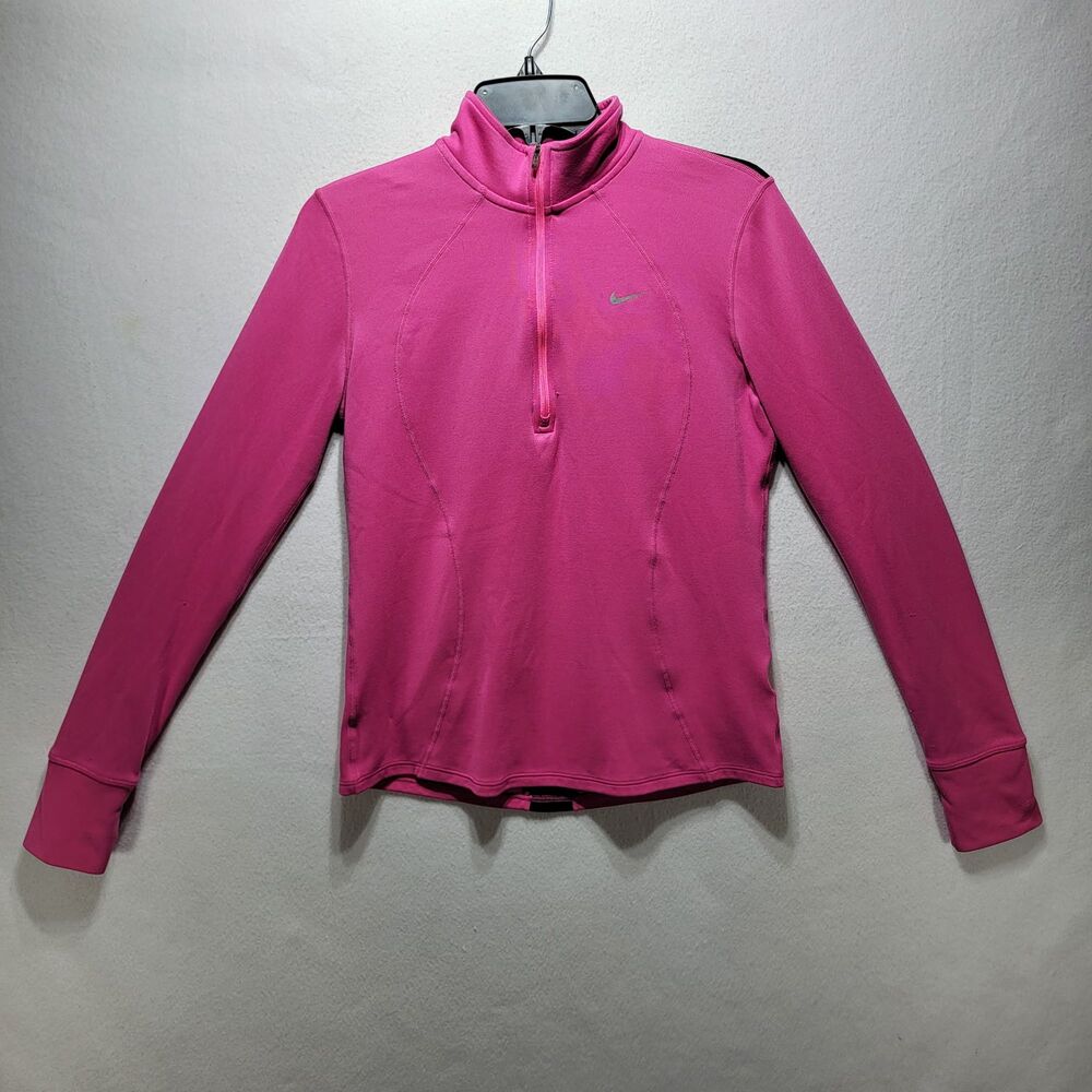 Nike Dri-FIT Womens Pink Full Zip Track Jacket Mock Neck Size M